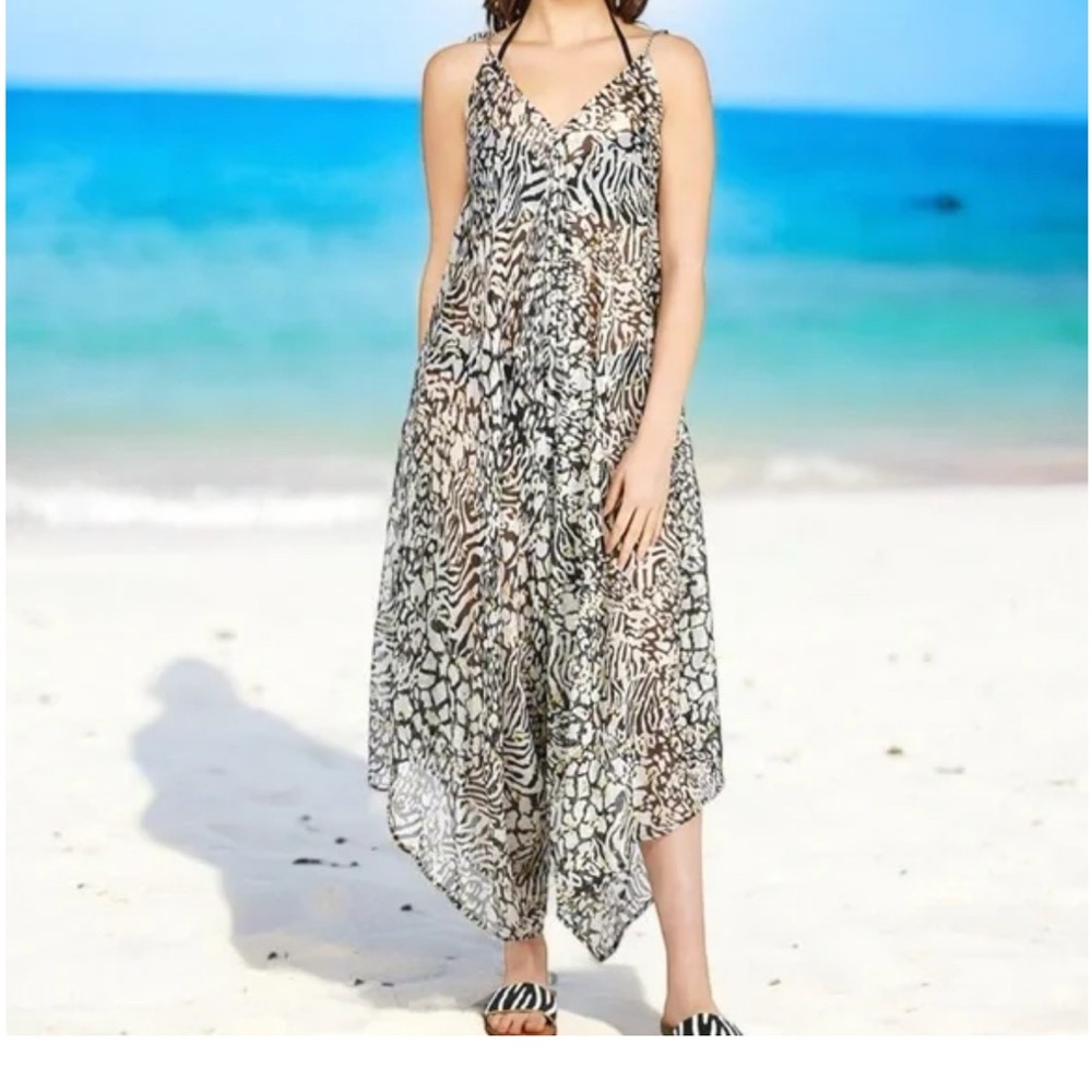 America & Beyond Always Animal Wide Leg Jumpsuit chiffon